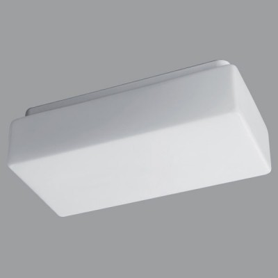 JENA 2 Stropní svítidlo, základna kov, povrch bílá, difuzor sklo triplex opál, pro žárovku 60W/100W, nebo LED, 230V, do koupelny IP43, zař.tř.1, rozměry 340x170x105mm