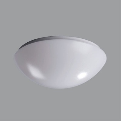 TITAN 2 HF-senzor Stropní svítidlo, HF senzor pohybu dosah 8m, záběr 150°,čas 5s-5min, soumrak., základna kov, bílá, difuzor plast polykarbonát nebo PMMA, pro žárovku 40W, nebo LED, 230V, zvýšené krytí IP44, d=400mm, h=110mm, úchyt stínítka klapky
