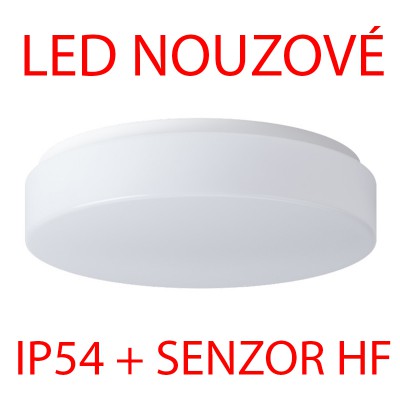 DELIA 1 LED-1L14B07KN62/PC22/NK1W HF 4000 Stropní svítidlo, SA - běžné/nouz svícení 1W/3h + HF senzor, 150/360°, 10s-10min. kov, bílá, difuzor plast PC opál, LED 20W, neutr 4000K, 2700lm, Ra80, 230V, IP54, tř.1,d=300mm, h=75mm