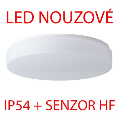 DELIA 2 LED-1L16B07KN83/PM23/NK1W 3000 Stropní svítidlo,SA - běžné i nouzové svícení, záloha 1W/3h, zákl. kov, bílá, difuzor plast PMMA, LED 36W, teplá 3000K, 4850lm, Ra80, 230V, IP54, tř.1, d=400mm, h=80mm