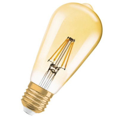 VINTAGE 1906 LED EDISON GOLD ST64 Světelný zdroj, sklo tvar elektronka, barva jantar LED žárovka 4W/410lm, 7W/710lm, E27, teplá 2400K, Ra80, dle typu stmívatelná, 230V, d=64mm, l=143mm, střední životnost 15.000 hod