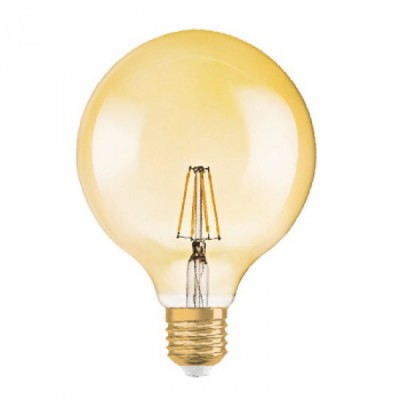 VINTAGE 1906 LED GLOBE GOLD G125 Světelný zdroj, sklo jantar LED žárovka 4W/410lm, 7W/710lm, E27, teplá 2400K, Ra80, dle typu stmívatelná, 230V, d=124mm, l=168mm, střední životnost 15.000 hod