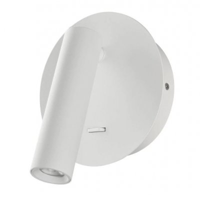 JES WL 5W Nástěnné bodové svítidlo, nast. směr svícení, těleso kov, povrch bílá, LED 5W, 430lm, teplá 3000K, 230V, IP20, tř.1, rozměry d=120mm, h=115mm, vč vypínače na tělese.