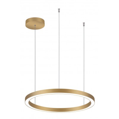 EXCOTO HL 48W RF in, CCT Závěsné svítidlo, kov, zlatá, dif plast opál, LED 48W, 3200lm, přepín CCT. teplota teplá 3000K- neutr 4000K, stmív RF dálk ovl (součástí), Ra80, IP20, d=580mm, vč závěs lanka l=1500mm, lze zkr.