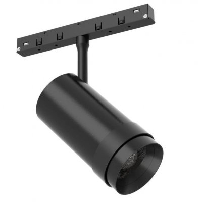 OBELIX 12W ZOOM Bodové svítidlo do mag. systému, nast. směr svícení, kov, černá, LED 12W, 870lm/935lm, teplá 3000K/neutrální 4000K, stmív. DALI dle typu, Ra90, ZOOM nast. vyz. úhel 15°-36°/15°-45°, 48V, IP20, rozměry d=52/65mm.