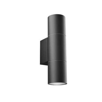 SELK 2x10W GU10 Nástěnné venkovní svítidlo, těleso hliník, povrch černá antracit, difuzor sklo opál, pro žárovku 2x10W, GU10, 230V, IP54, rozměry d=65mm, h=240mm, svítí nahoru/dolů.