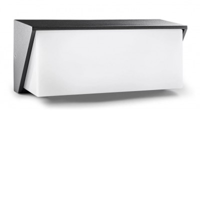 TYLERO WL 12W CCT IP54 Nástěnné venkovní svítidlo, základna hliník, povrch černá antracit, difuzor plast opál, LED 12W, 780lm, přepín CCT teplá 3000K-neutrální 4000K, 230V, IP54, rozměry 250x110x95mm