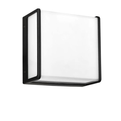 PYROT SQ 12W Nástěnné venkovní svítidlo, těleso hliník, povrch černá, difuzor plast opál, LED 12W, 715lm, teplá 3000K, 230V, IP54, rozměry 150x150x80mm.