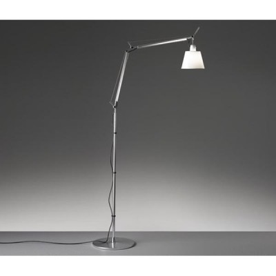 TOLOMEO TERRA MEGA Podlahový stojan s prodloužením pro stolní lampu, těleso hliník, povrch leštěný, h=1400mm, d=330mm