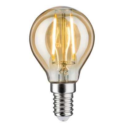 LED žárovka retro vintage filament VÝPRODEJ Světelný zdroj, žárovka, tvar kapková, sklo jantar, LED 2,5W, E14, teplá 2700K, 250lm, Ra80, 230V, střední životnost 15.000 hod, 50.000 zap/vyp, d=45mm, l=80mm