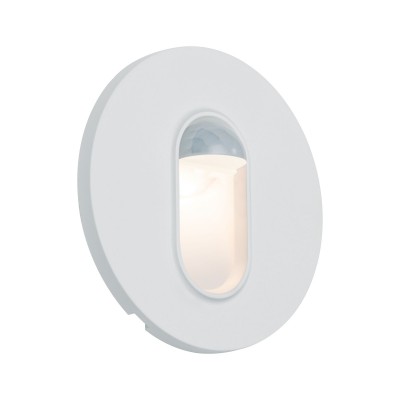 PREM WAND EBL SENSOR Vestavné svítidlo do stěny, PIR senzor pohybu, záběr 110°, dosah cca 3m, čas 4-5minut, materiál plast, bílá, LED 1,7W, teplá 2700K, 110lm, 230V, IP20, tř.2, d=78mm, h=35mm, svítí dolů, montáž do KU68