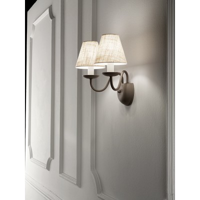 EMS WL Nástěnné svítidlo, 2 ramena, těleso kov, povrch šedá, pro žárovku 2x40W, E14, 230V, IP20, rozměry 330x200x170mm.