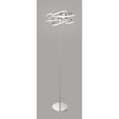 KISSING FL Stojací lampa, těleso hliník, povrch chrom lesk, difuzor plast opál, LED 70W, 5600lm, neutrální 4000K, 230V, stmívatelné, IP20, rozměry d=480mm, h=1750mm, vč vypínače na tělese.
