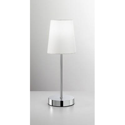 LIPS Stolní lampa, těleso kov, povrch chrom lesk, stínítiko textil bílá, pro žárovku 1x40W, E27, 230V, IP20, rozměry d=130mm, h=370mm.