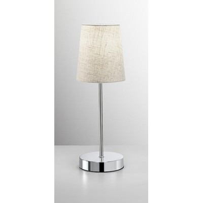 LIPS Stolní lampa, těleso kov, povrch chrom lesk, stínítiko textil béžová, pro žárovku 1x40W, E27, 230V, IP20, rozměry d=130mm, h=370mm.