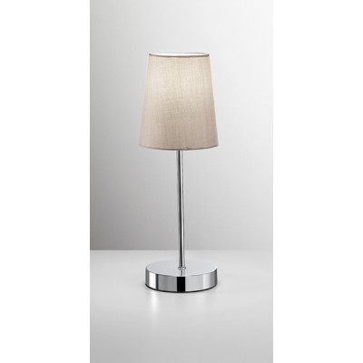 LIPS Stolní lampa, těleso kov, povrch chrom lesk, stínítiko textil šedá, pro žárovku 1x40W, E27, 230V, IP20, rozměry d=130mm, h=370mm.