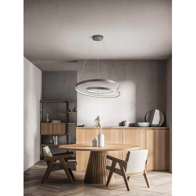 RAPPEN HL 55W CCT Závěsné svítidlo, lustr, těleso hliník, povrch šedá, difuzor plast opál, LED 55W, 4400lm, přepín CCT teplá 3000K/neutr 4000K/denní 6000K, stmív. TRIAC, 230V, IP20, d=600mm, vč záv lanka l=1500mm