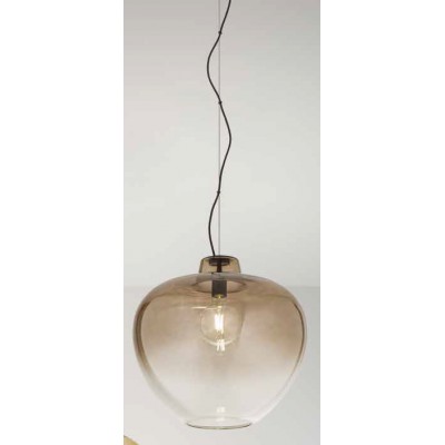 BARTES HL 1x40W E27 Závěsné svítidlo, základna kov, povrch černá, difuzor sklo hnědé, pro žárovku 1x40W, E27, 230V, IP20, tř.1, rozměry d=500mm, h=500mm, vč závěs kabelu l=1500mm, lze zkr.