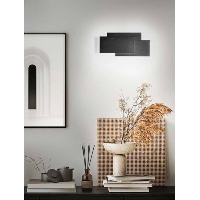 BARNAU WL LED 36W Nástěnné svítidlo, těleso hliník, povrch černá mat, difuzor plast opál, LED 36W, 2880lm, teplá 3000K, 230V, IP20, rozměry 400x200x55mm.