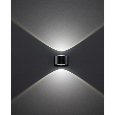 BAUNATALE Venkovní nástěnné svítidlo, těleso hliník, povrch grafitově černá, sklo čiré, LED 2x6W, 900lm, teplá 3000K, 230V, IP65, rozměry 125x70x110mm, svítí nahoru/dolů.