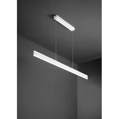 ZAHNE HL 48W CCT Závěsné svítidlo, hliník, bílá, dif. plast opál, LED 48W, 3648lm, přepín. CCT teplá 3000K-neutr 4000K-denní 6000K, stmív. TRIAC, Ra80, 1200x65mm, vč závěs lanka l=1500mm, lze zkr, svítí nahoru/dolů.