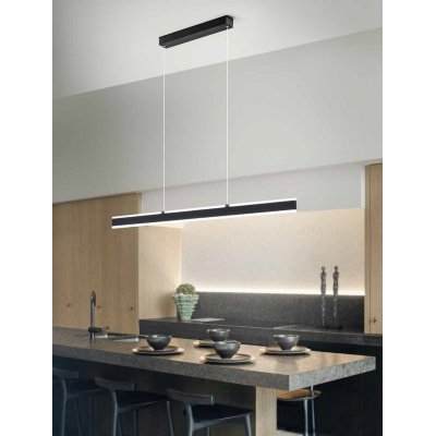 ZAHNE HL 48W CCT Závěsné svítidlo, hliník, bílá/černá, dif. plast opál, LED 48W, 3648lm, přepín. CCT teplá 3000K/neutr 4000K/denní 6000K, stmív. TRIAC, Ra80, 230V, IP20, 1200x65mm, vč závěs lanka l=1500mm, lze zkr, svítí nahoru/dolů.