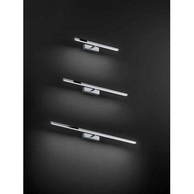 ZAFAR WL 12W IP44 Nástěnné svítidlo k zrcadlu, nastav. směr svícení, hliník, povrch chrom lesk, dif plast, LED 12W, 840lm, přepín CCT teplá 3000K-neutr 4000K-denní 6000K, Ra80, do koupelny IP44, rozměry 520x45x155mm.