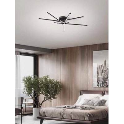 ZANE PL 70W CCT Stropní svítidlo, těleso kov, povrch bílá/černá, dif plast opál, LED 70W, 4900lm, přepín CCT teplá 3000K-neutr 4000K-denní 6000K, stmív., Ra80, 230V, IP20, tř.1, rozměry d=1125mm, h=180mm.