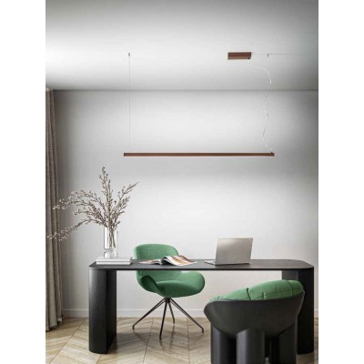 ZAO HL 35W CCT Závěsné svítidlo, hliník, hnědá, dif. plast opál, LED 35W, 2800lm, přepín. CCT teplá 2700K/3000K-neutr 4000K/, stmív. TRIAC, Ra80, 230V, IP20, 1515x40mm, vč závěs lanka l=1500mm, lze zkr, svítí dolů.