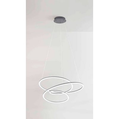 ZANOT HL 96W Závěsné svítidlo, lustr, těleso hliník, povrch zlatá mat/metalická šedá, difuzor plast opál, LED 96W, 5500lm, teplá 3000K, stmív., 230V, IP20, tř.1, rozměry d=800mm, h=330mm, vč závěs lanka l=1500mm, lze zkr.