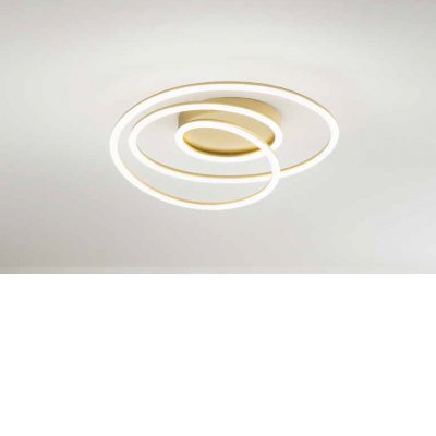 ZANOT PL 63W Stropní svítidlo, těleso hliník, povrch metalická šedá/zlatá mat, difuzor plast opál, LED 63W, 3600lm, teplá 3000K, stmív., Ra80, 230V, IP20, tř.1, rozměry d=600mm, h=170mm.