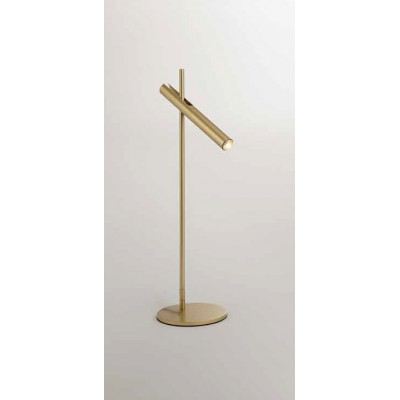 SOCORO TL 6W Stolní bodová lampa, nast. směr svícení, těleso kov, povrch broušená zlatá, LED 6W, 480lm, teplá 3000K,  dotyk stmív, Ra90, 230V, IP20, tř.3, rozměry d=160mm, h=570mm.