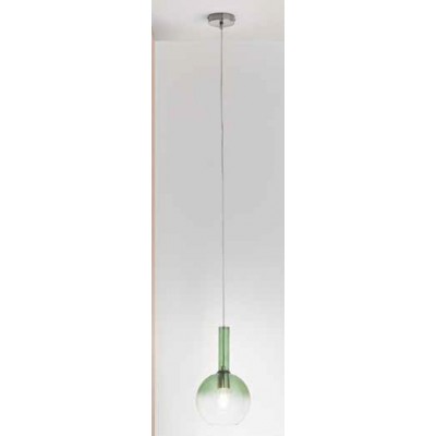 CATINO HL 1x40W E27 Závěsné svítidlo, základna kov, povrch chrom, stínítko sklo zelené, pro žárovku 1x40W, E27, 230V, IP20, tř.1, rozměry d=200mm, h=350mm, vč závěs kabelu l=2500mm, lze zkr.