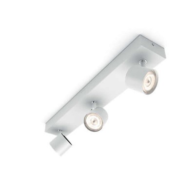 STAR Stropní, bodové svítidlo, nastavitelný směr sv, těleso kov, povrch bílá, chromové detaily, difuzor plast opál, LED 3x4,5W, 1500lm, nastav teplota teplá 2200K-2700K, 230V, IP20, tř.1, 85x70x44