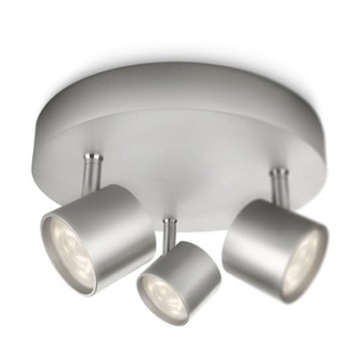 STAR Stropní, bodové, dvítidlo, nastavitelný směr svícení, těleso kov, povrch šedostříbrná, LED 3x3W, teplá 2700K, 3x170lm, 230V, IP20, h=82mm, d=198mm