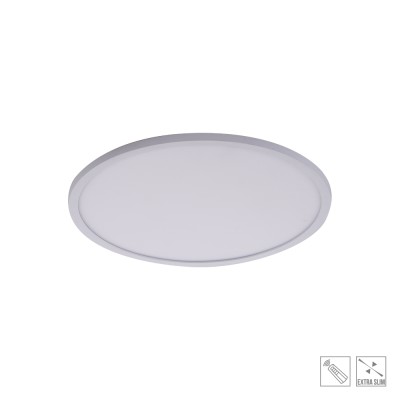 KRATON Stropní svítidlo, rám hliník, povrch bílá/černá, difusor plast opál, LED 18W/30W/40W, stmív., dálkovým ovladačem (součástí) lze nastavit teplota CCT teplá 3000K, - denní 6500K, Ra80, 230V, IP20, rozměry dle typu.