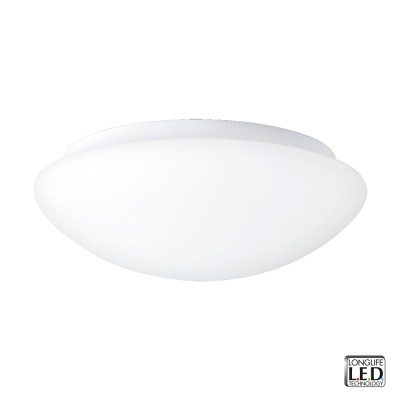 ASPEN Stropní svítidlo, základna kov, povrch bílá, difuzor sklo opál, LED 18W, neutrální 4000K, 1050lm, 230V, do koupelny IP44, tř.1, rozměry d=300mm, h=110mm.