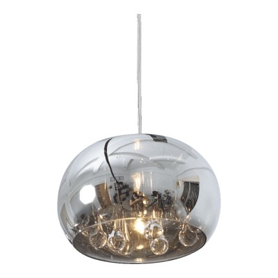 SPHERA Závěsné svítidlo, základna kov, povrch chrom, difuzor sklo 30% transparent chrom, pro žárovku 1x33W, G9, 230V, IP20, tř.2, rozměry d=220mm, vč závěs lanka l=1450mm, lze zkrátit.