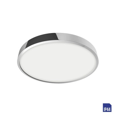 LENYS Stropní svítidlo, těleso hliník, povrch chrom lesk, difuzor plast opál, LED 12W, 1080lm, neutrální 4000K Ra80, 230V, do koupelny IP44, tř.1, rozměry d=140mm, h=24mm