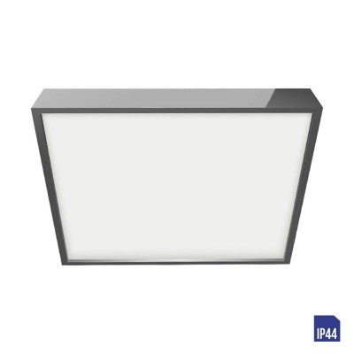 LENYS Stropní svítidlo, těleso hliník, povrch chrom lesk, difuzor plast opál, LED 18W, 1530lm, neutrální 4000K Ra80, 230V, do koupelny IP44, tř.1, rozměry 190x190x24mm