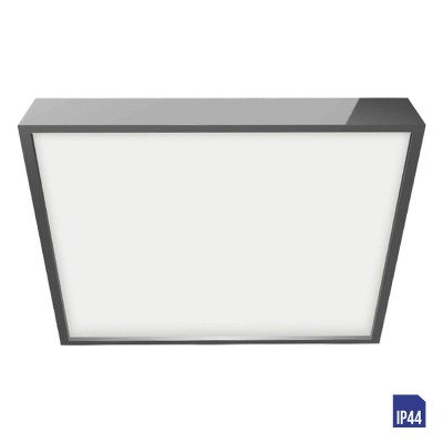 LENYS Stropní svítidlo, těleso hliník, povrch chrom lesk, difuzor plast opál, LED 24W, 2040lm, neutrální 4000K Ra80, 230V, do koupelny IP44, tř.1, rozměry 240x240x24mm