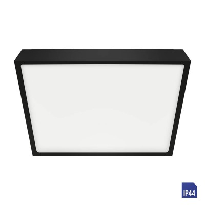 LENYS Stropní svítidlo, těleso hliník, povrch černá, difuzor plast opál, LED 18W, 1530lm, neutrální 4000K Ra80, 230V, do koupelny IP44, tř.1, rozměry 190x190x24mm