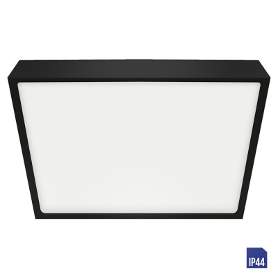 SANSE SQ Stropní, čtvercové svítidlo, těleso hliník, povrch černá, difuzor plast opál, LED 24W, 2400/1900lm, neutrální 4000K,  Ra80, 230V, do koupelny IP44, rozměry 270x270x30mm