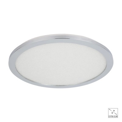 MADRAS Stropní, kruhové svítidlo, těleso kov, povrch chrom, difuzor plast opál s detailem z krystalů, LED 24W, neutrální 4000K, 1800lm, Ra80, 230V, do koupelny IP44, rozměry d=400mm, h=25mm.