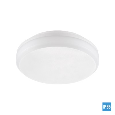 TVER Stropní, kruhové svítidlo, těleso hliník, povrch bílá, difuzor plast opál, LED 30W, neutrální 4000K, 2400lm, Ra80, 230V, do koupelny IP65, tř.2, rozměry d=280mm, h=52mm.