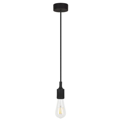 ROXY Závěsný kabel s objímkou, těleso silikon, povrch černá, pro žárovku 1x60W, E27, 230V, IP20, tř.1. rozměry d=80mm, včetně závěsného kabelu s textilním úpletem h=1500mm, lze zkrátit