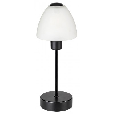 LYDIA Stolní lampa, těleso kov, povrch černá, stínítko sklo opál, pro žárovku 1x40W, E14, stmívatelné, 230V, IP20, tř.2, rozměry d=120mm, h=325mm.