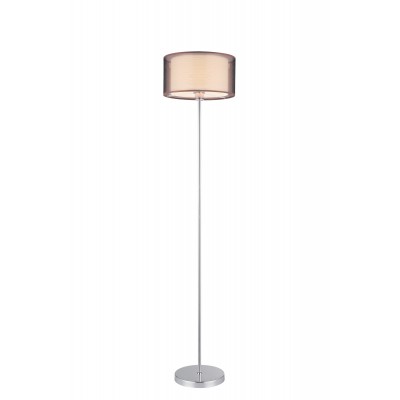 ANASTASIA stojací lampa Stojací lampa, těleso kov, povrch chrom lesk, stínítko textil vnější hnědá, vnitřní bílá, pro žárovku 1x60W, E27, 230V, IP20, tř.1. rozměry d=350mm, h=1570mm, vypínač na kabelu