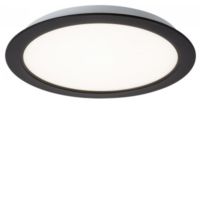 SHAUN Stropní svítidlo, těleso plast černá, difuzor plast opál, LED 17W, neutrální 4000K, 1500lm, 230V, IP20, tř.2, rozměry d=170mm.