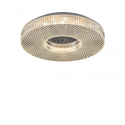 TRIFOLI 36W, CCT Stropní svítidlo, základna kov, povrch chrom, krycí plast čirý, LED 36W, přepín. teplota CCT teplá 3000K, neutrální 4000K, denní 6000K, 2340lm, stmív, 230V, IP20, tř.1, d=400mm, h=83mm.